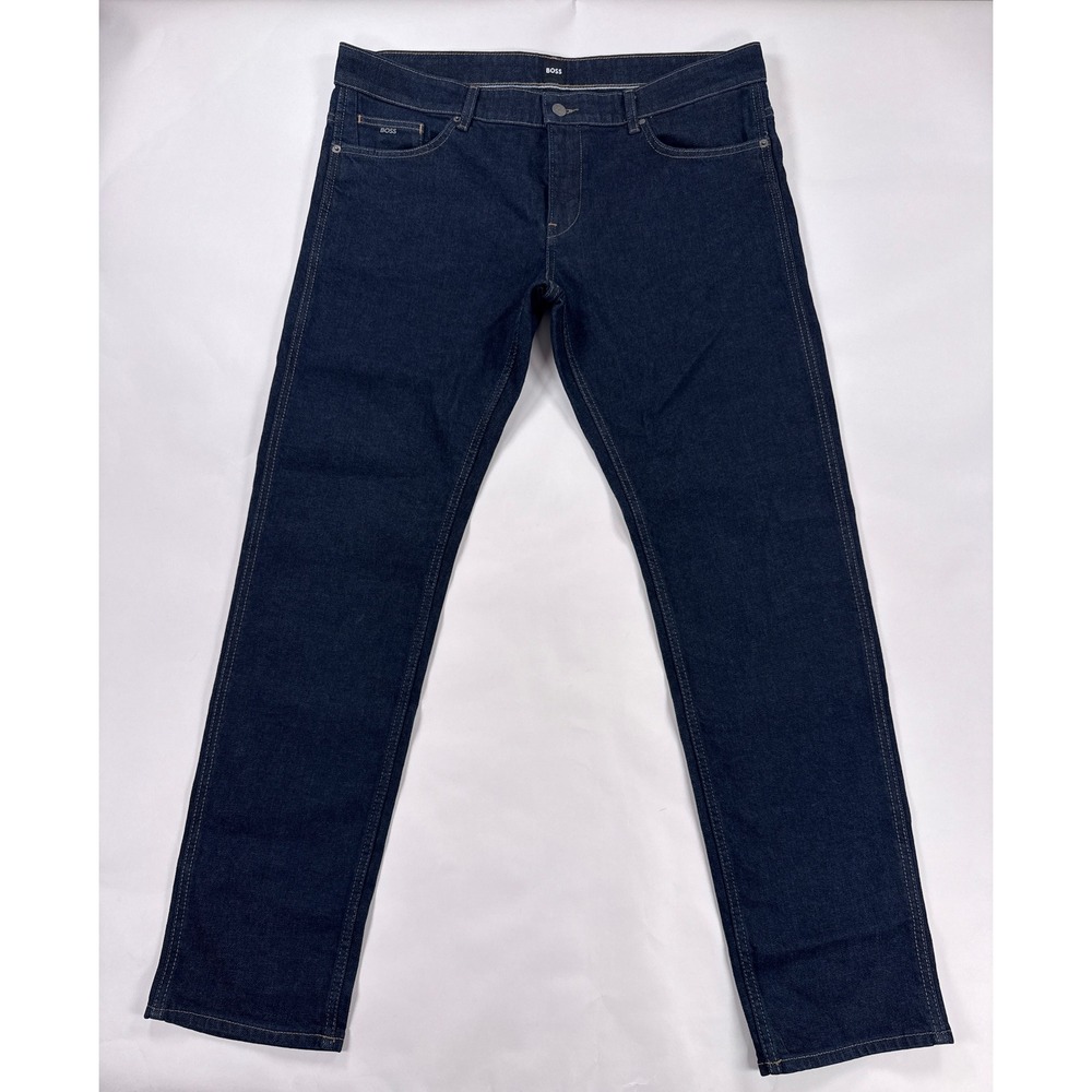 Hugo Boss Delaware Jeans Mens 38x32 Slim Fit Dark Wash Stretch Denim Blue